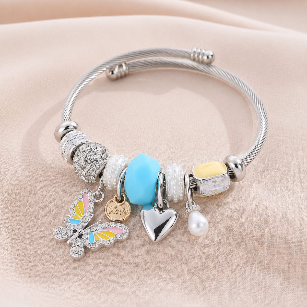 The Sunrise Pastel Butterfly Cable Bracelet