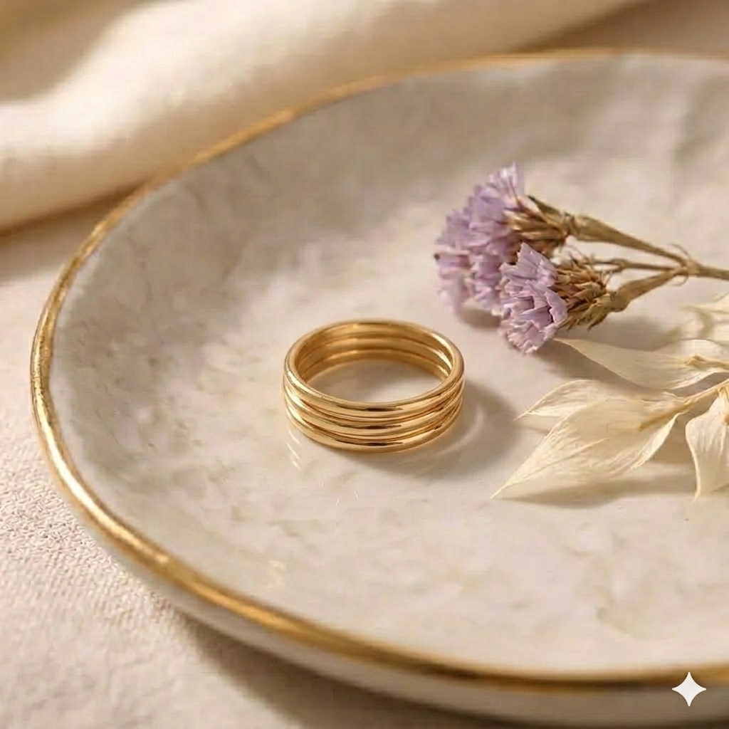 Premium Triple-Row Liquid Gold Ring