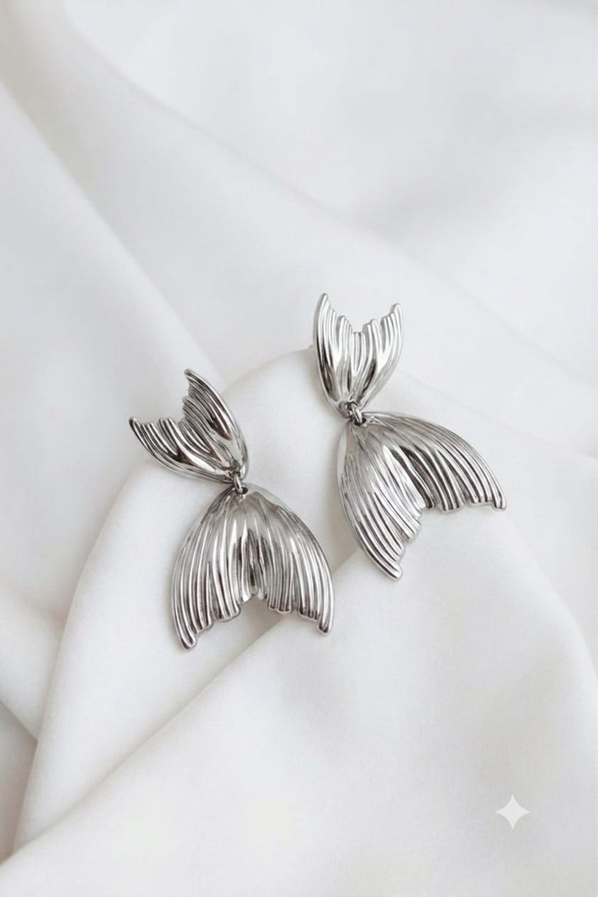 Marina Textured Mermaid Tail Drop Earrings