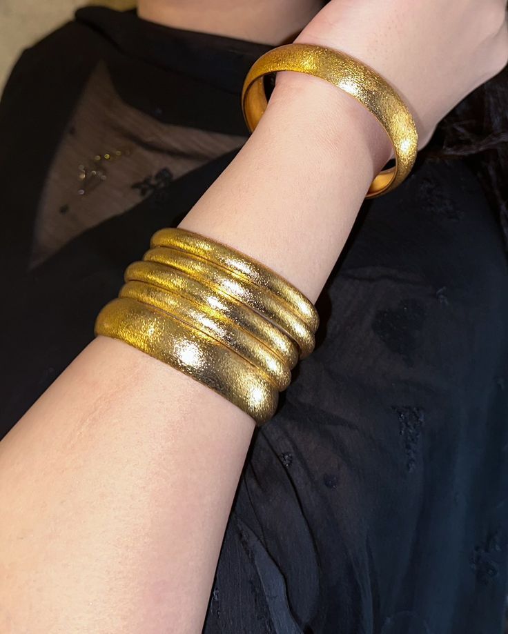 Textured Frosted 18K Gold Plated Bangles