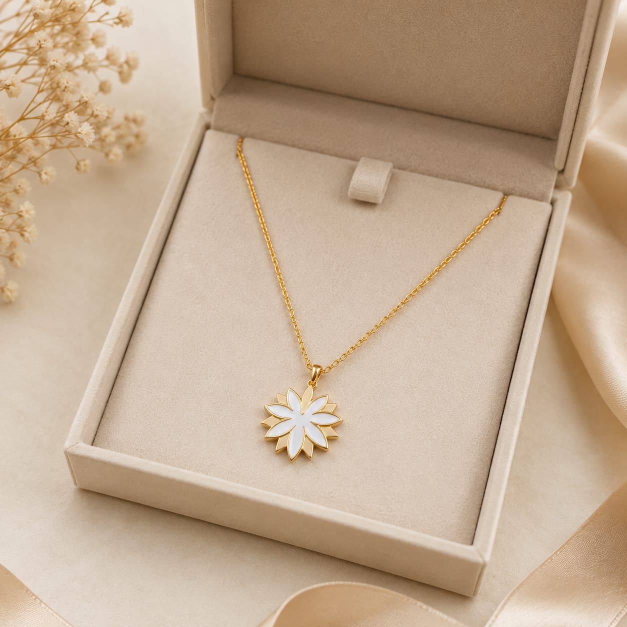 Golden Bloom Pendant Necklace