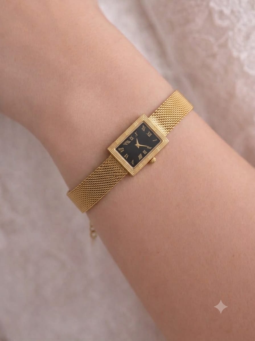 Elegant Gold Mesh Bracelet Watch for Women