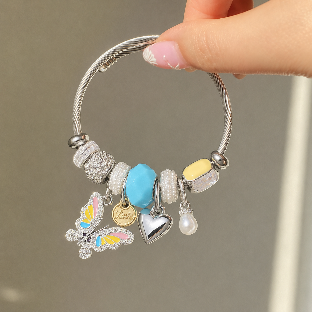 The Sunrise Pastel Butterfly Cable Bracelet
