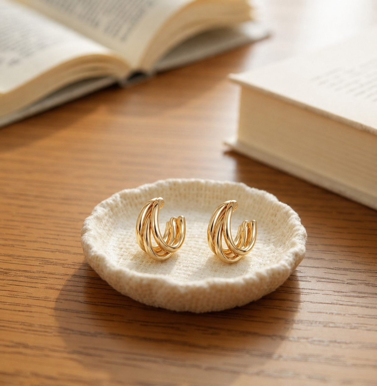 Triple Layer 18K Gold Plated Hoop Earrings
