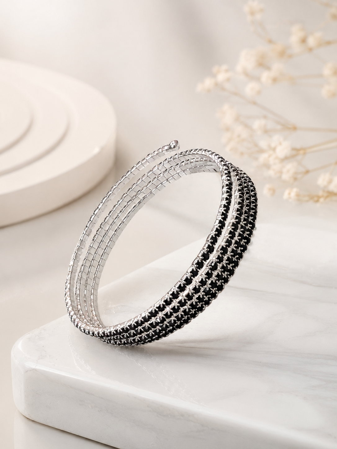 Premium Charcoal Multi-Row Shimmer Bracelet