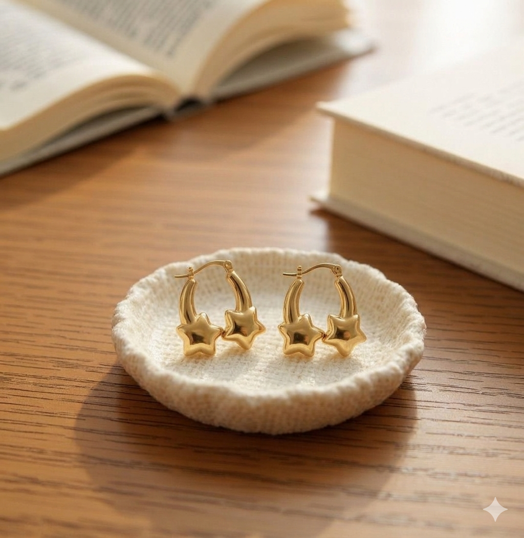18K Gold Plated Star Charm Earrings