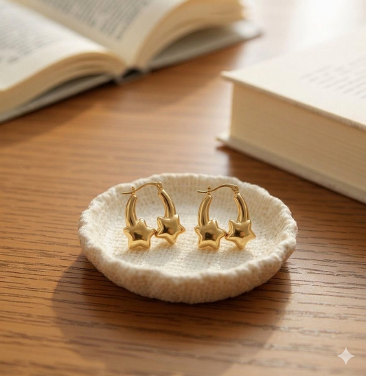 18K Gold Plated Star Charm Earrings
