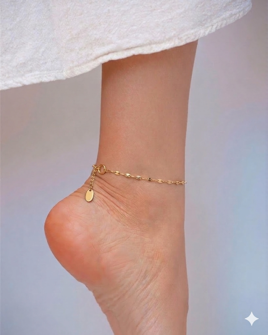 18K Gold Plated Mirrored Link Anklets