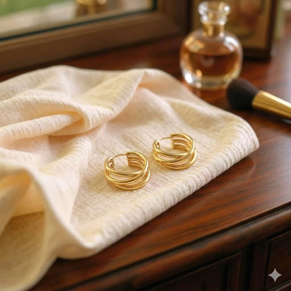 Triple Layer 18K Gold Plated Hoop Earrings