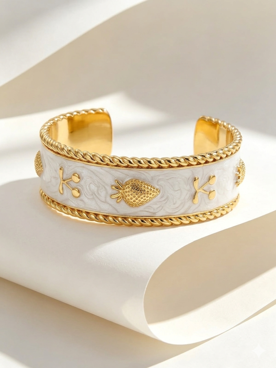 Twisted Rope Edge Gold Cuff