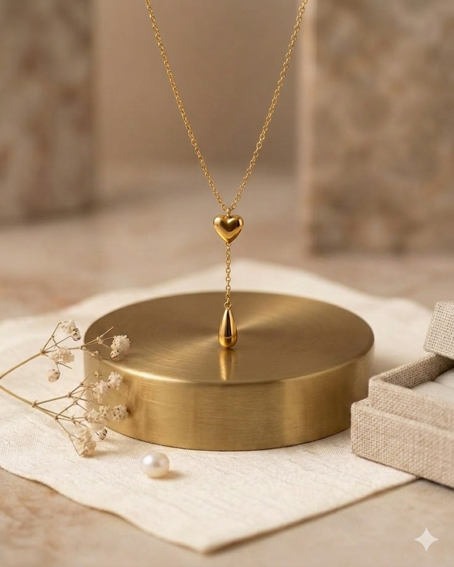 Golden Valentine Dainty Drop Necklace