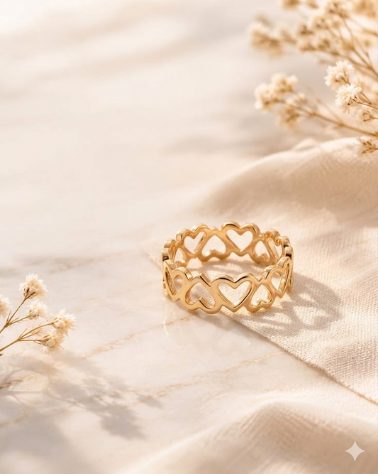 18K Gold Plated Interlocking Heart Ring
