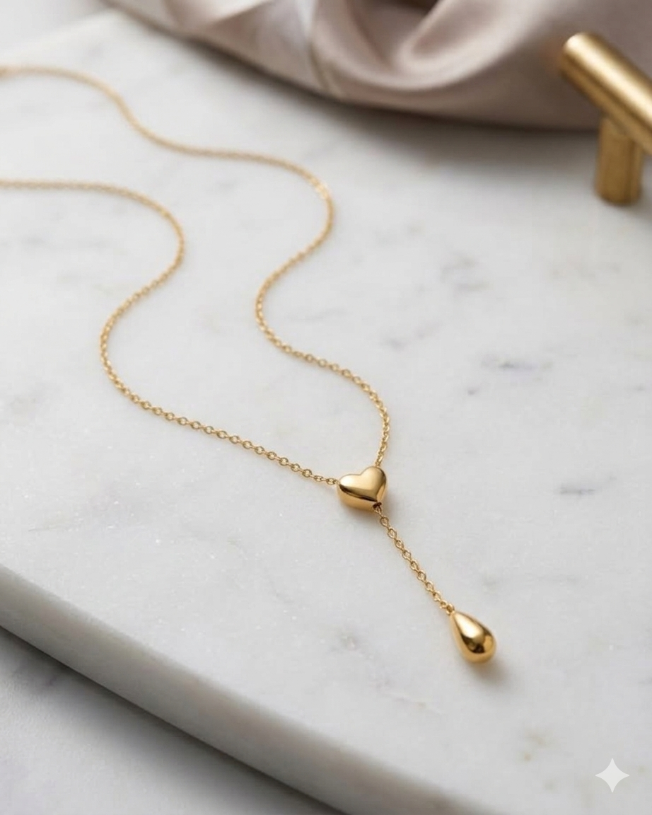Golden Valentine Dainty Drop Necklace