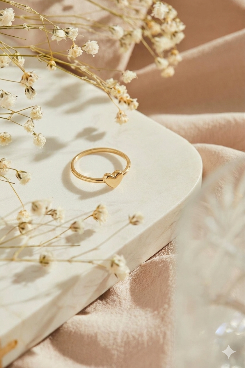 Minimalist 18K Gold Plated Heart Ring