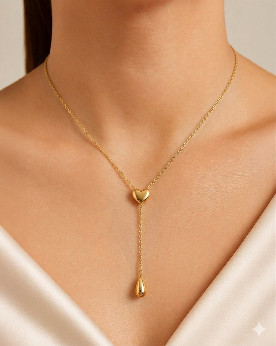 Golden Valentine Dainty Drop Necklace