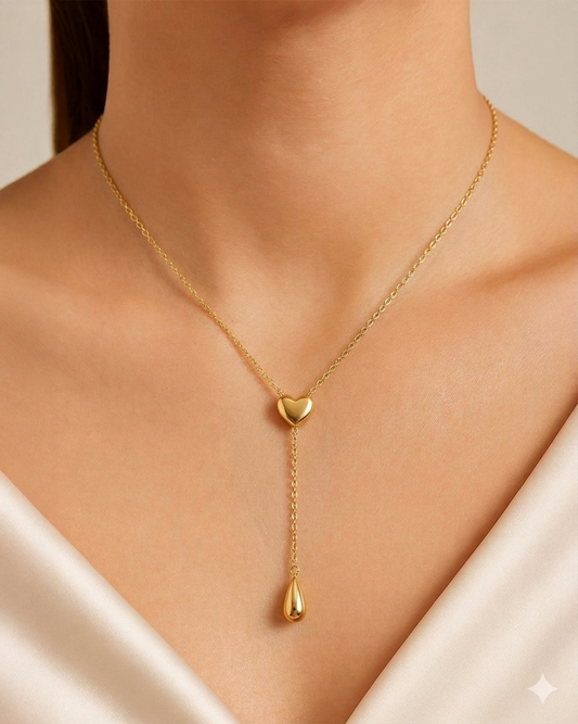 Golden Valentine Dainty Drop Necklace