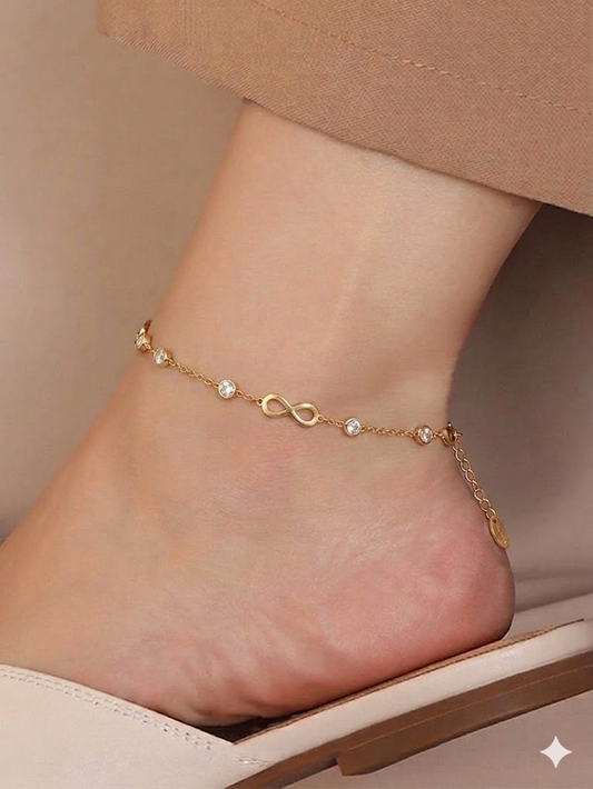 Gold Plated Infinity & Crystal Anklet