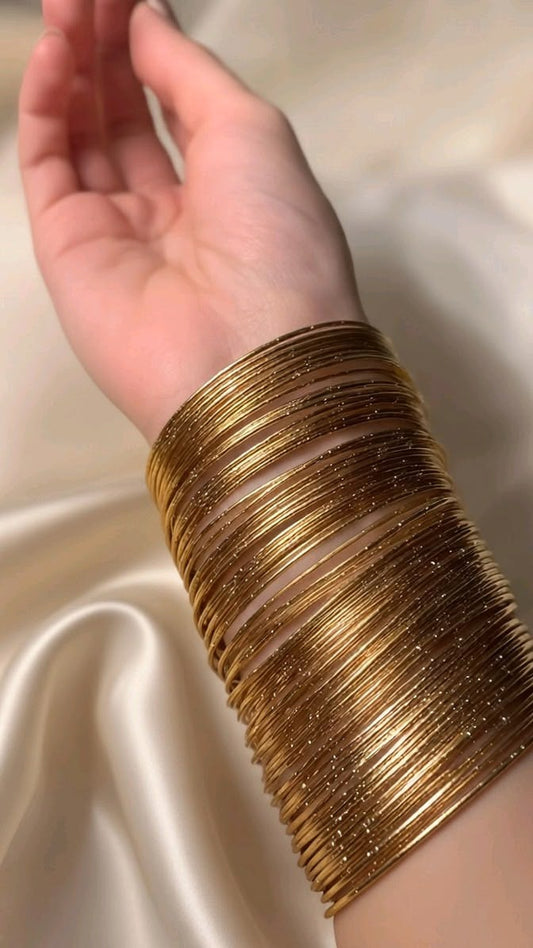 24k Gold-Plated Textured Bangle Set