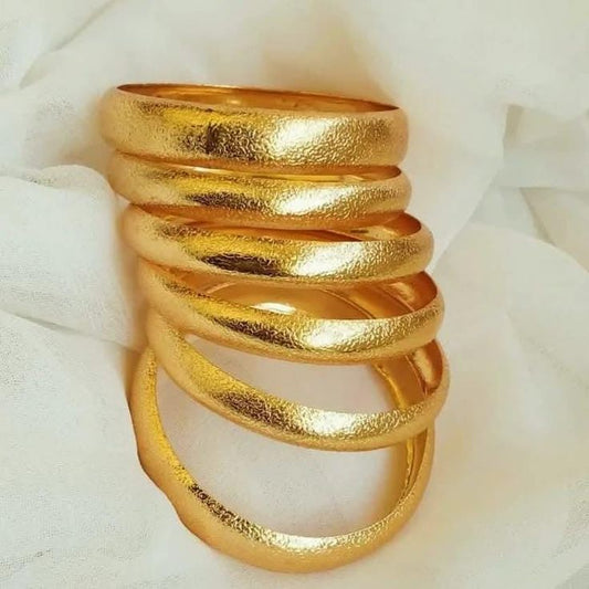Textured Frosted 18K Gold Plated Bangles