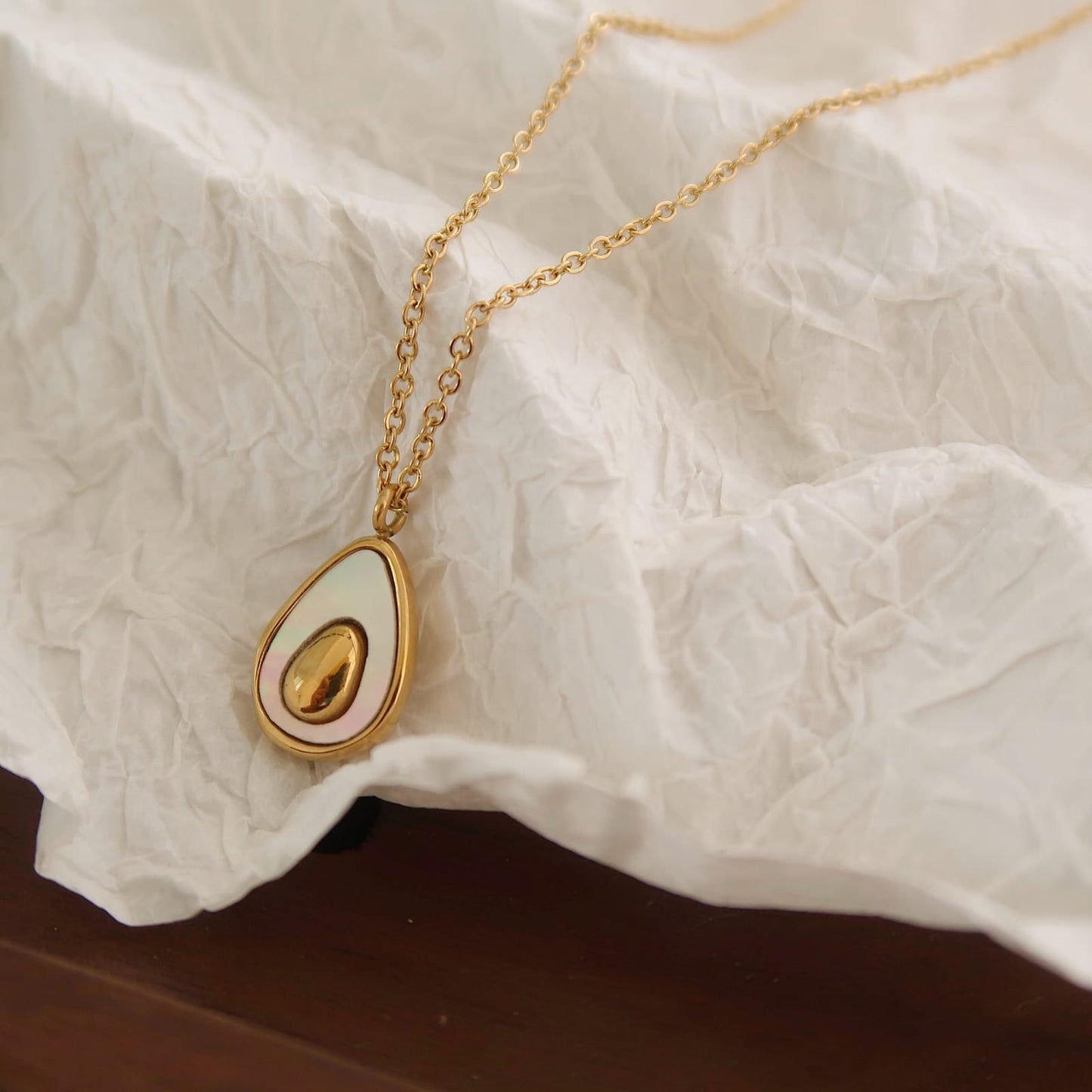 Cute Enamel Avocado Charm Necklace