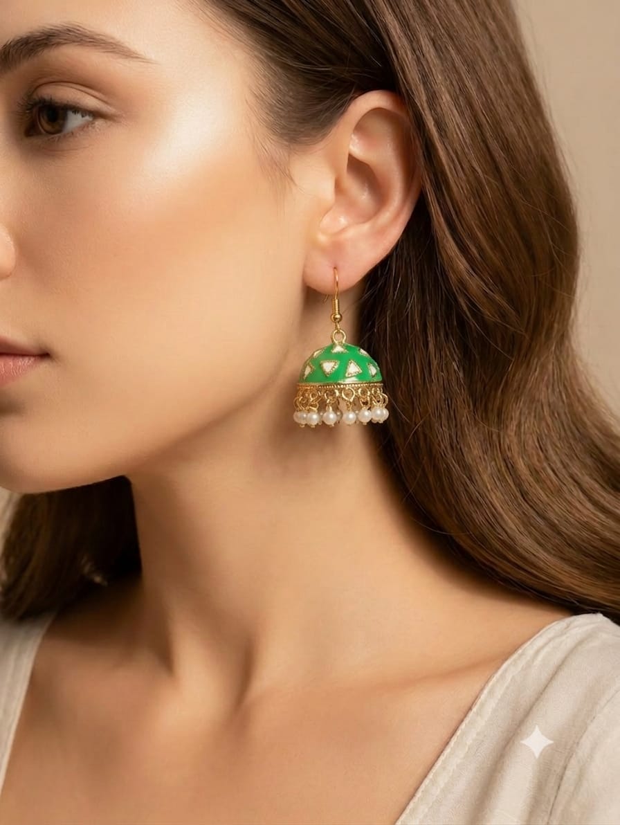 Sage & Gold Mosaic Dome Jhumkas