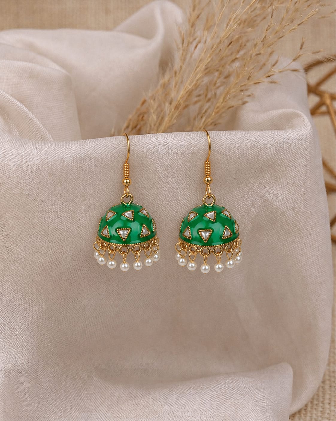 Sage & Gold Mosaic Dome Jhumkas