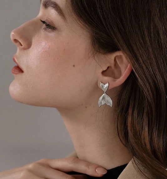 Marina Textured Mermaid Tail Drop Earrings