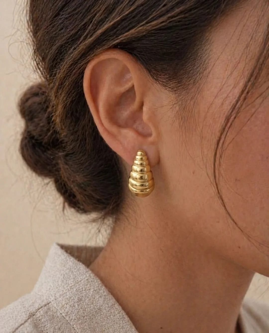 Talia Chunky Ribbed Croissant Stud Earrings