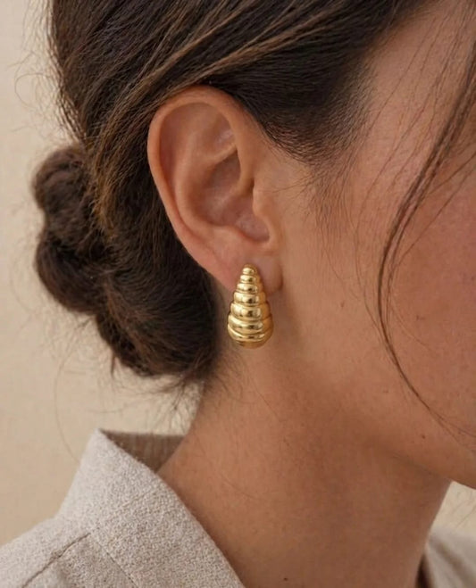 Talia Chunky Ribbed Croissant Stud Earrings