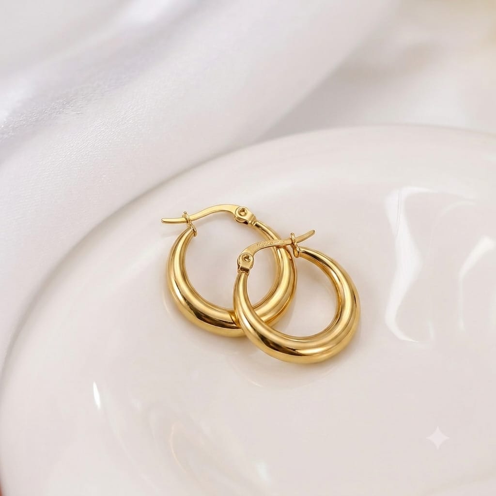 Maya Chunky Medium Gold Hoop Earrings