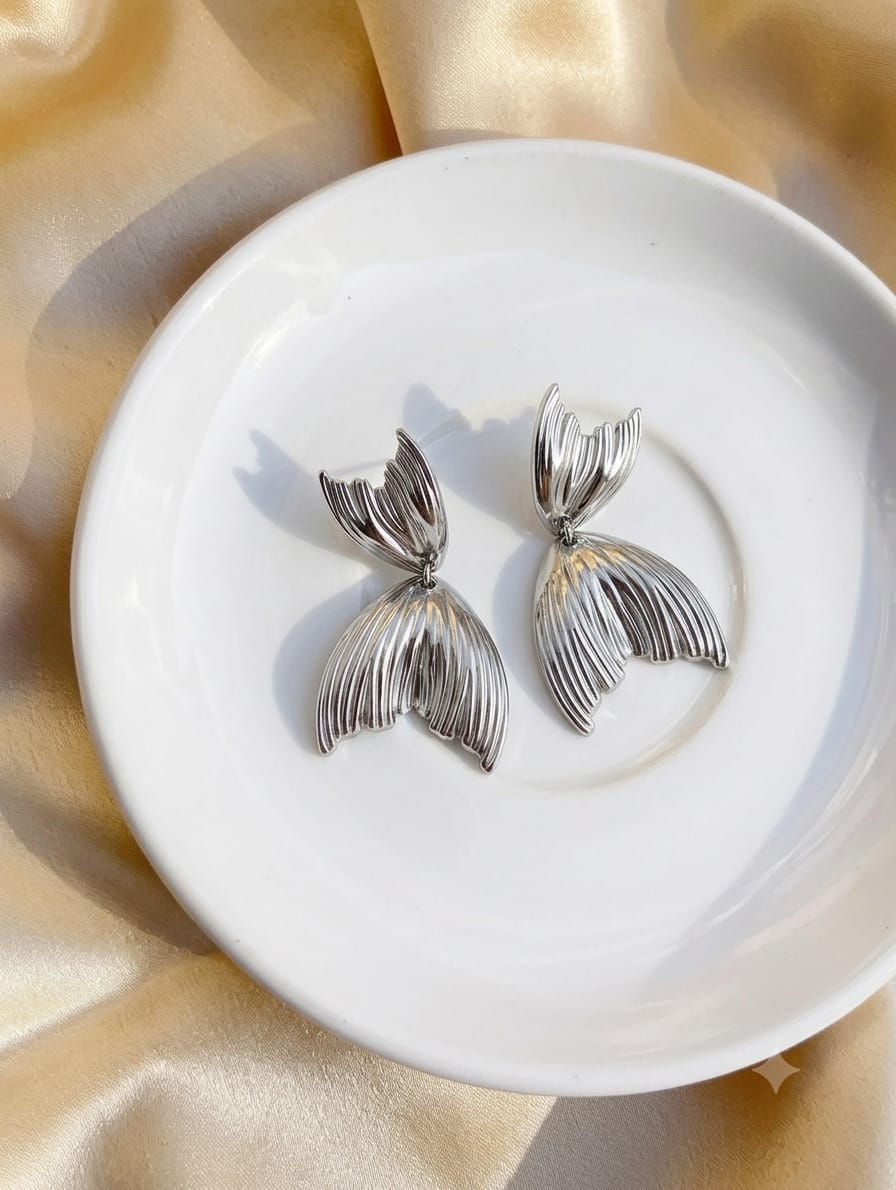 Marina Textured Mermaid Tail Drop Earrings