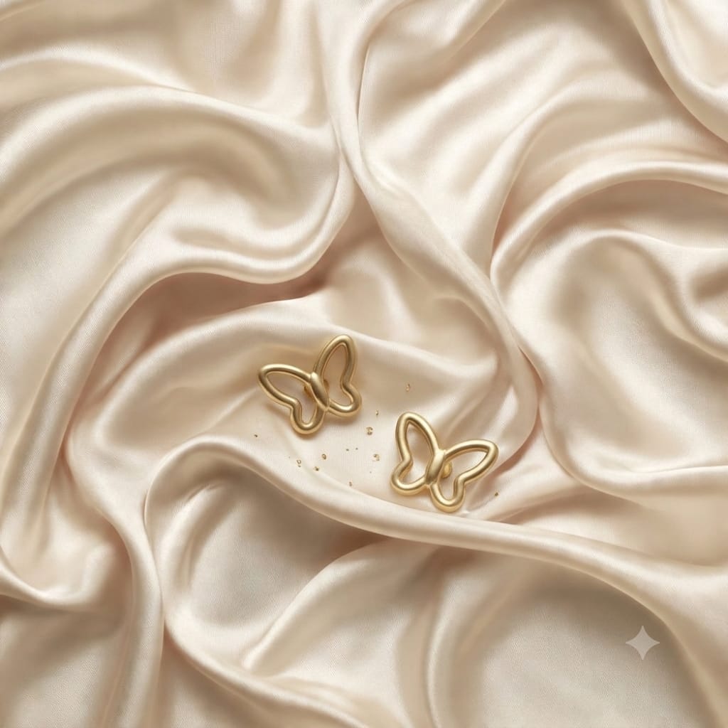 Gold Wireframe Butterfly Studs