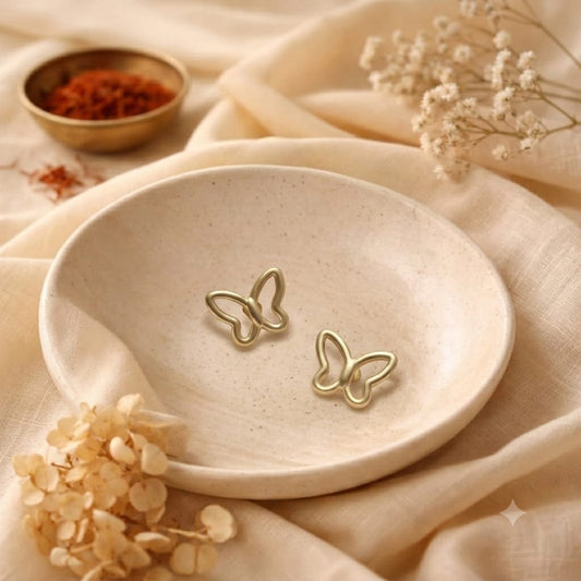 Gold Wireframe Butterfly Studs