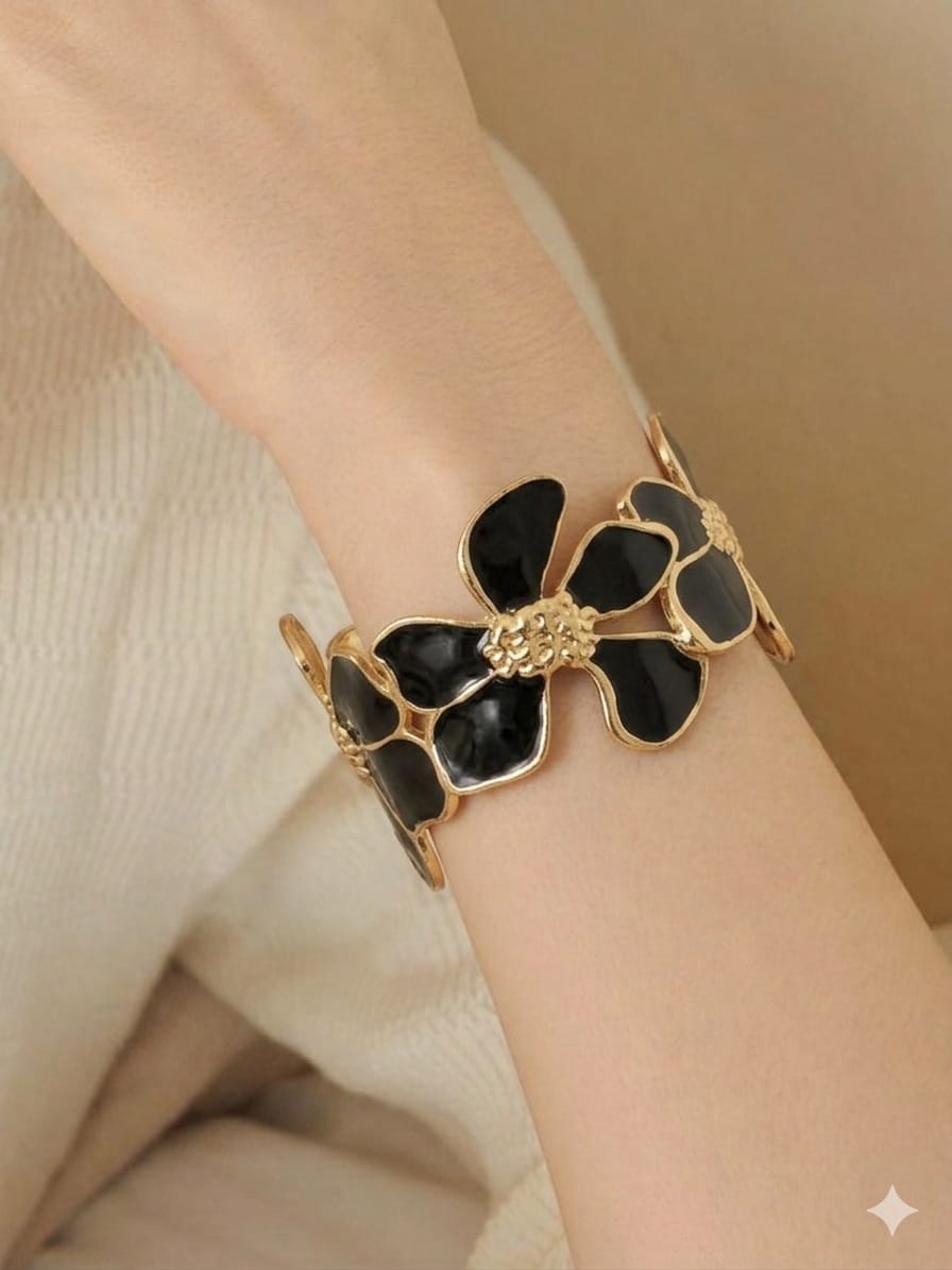 Premium Textured Gold & Enamel Wristwear