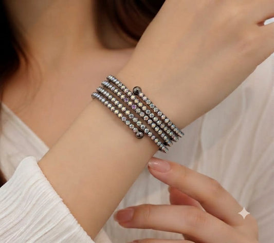 Dark Silver Four-Layer Rhinestone Bracelet