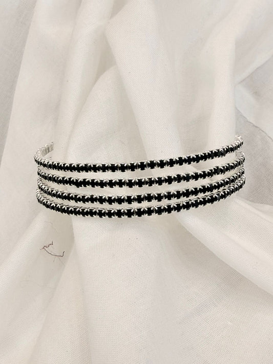 Premium Charcoal Multi-Row Shimmer Bracelet