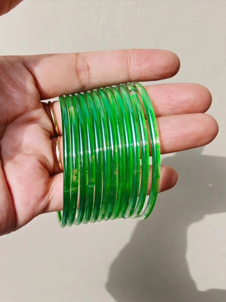 Vibrant Glossy Jelly Glass Bangles Set