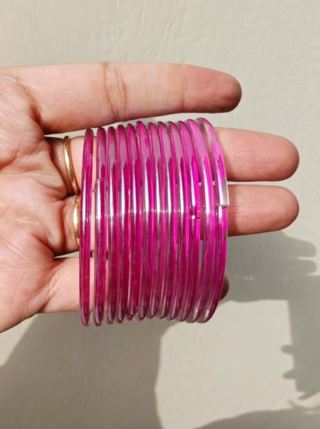 Vibrant Glossy Jelly Glass Bangles Set