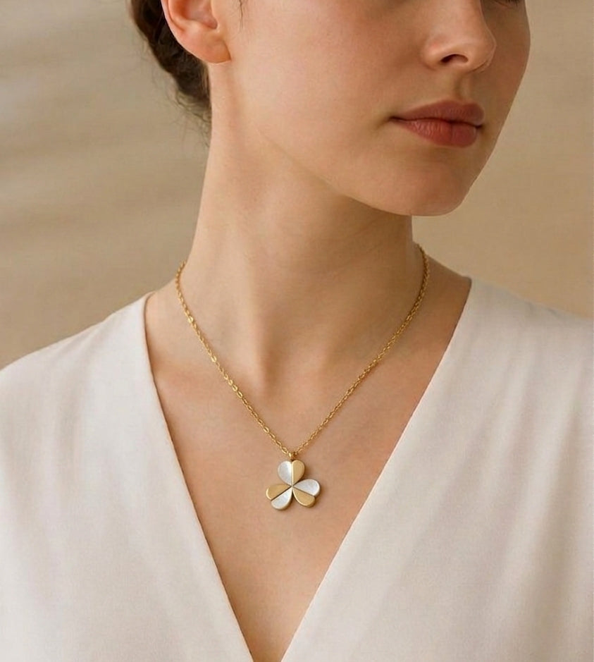 Stainless Steel Gold & White Pendant