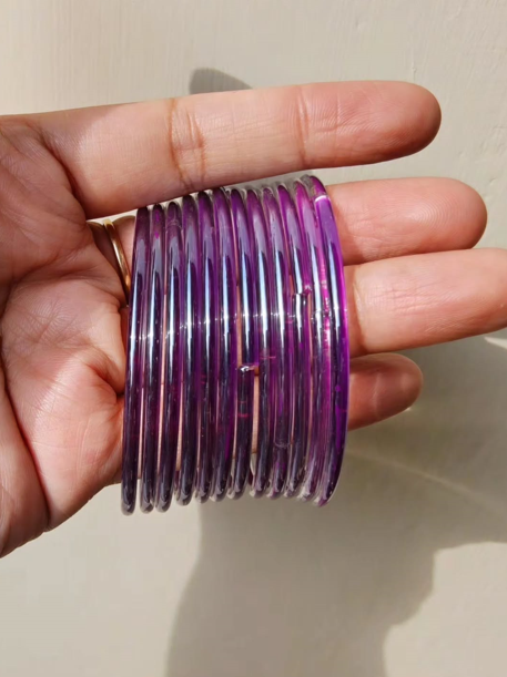 Vibrant Glossy Jelly Glass Bangles Set